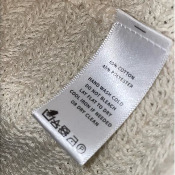 Lilla P Tipped Sleeve Crewneck Sweater, Ivory Sz M - Picture 3 of 5